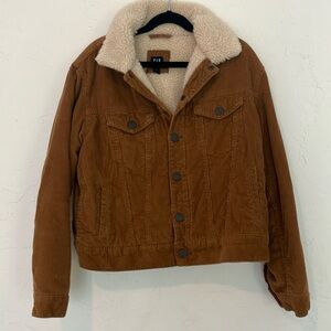 Gap Kids Size large Jean jacket style corduroy jacket with Sherpa fleece lining
